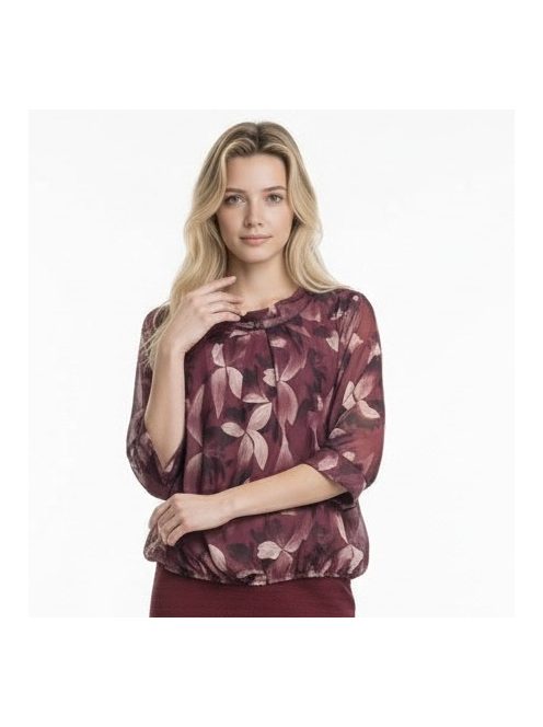 Nika Lila-Beige Virágos Muszlin Felső