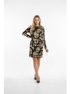 RK9 Beige-Fekete Mintás Xenna Ruha