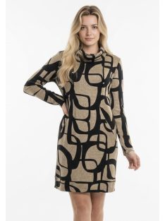 RK9 Beige-Fekete Mintás Xenna Ruha
