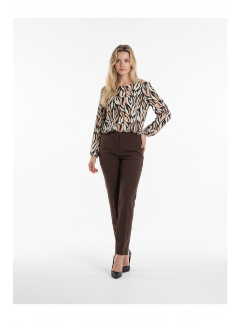 Madex Fekete-Beige Mintás Blúz