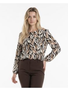 Madex Fekete-Beige Mintás Blúz