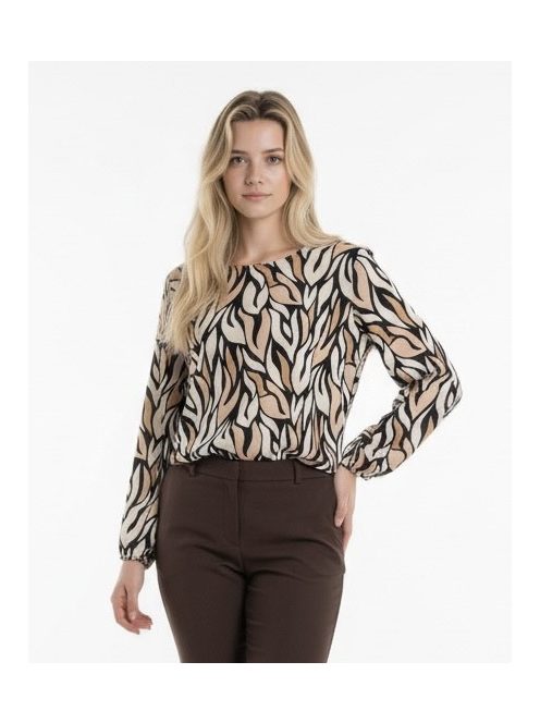 Madex Fekete-Beige Mintás Blúz