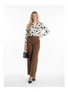 Madex Beige-Barna Pöttyös Mintás Blúz