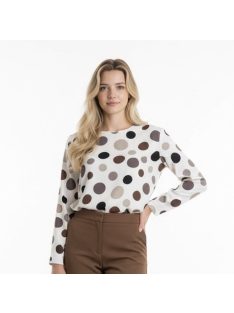 Madex Beige-Barna Pöttyös Mintás Blúz