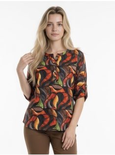 Viola Narancs-Barna Levélmintás Blúz
