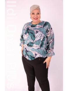 Milena Zöld-Kék Mintás Blúz