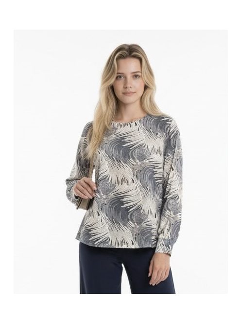Milena Barna-Szürke Mintás Blúz