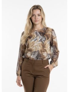 Milena Beige-Barna Mintás Blúz