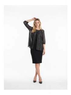 Maxi Lady Fekete-Ezüst Mintás Tunika