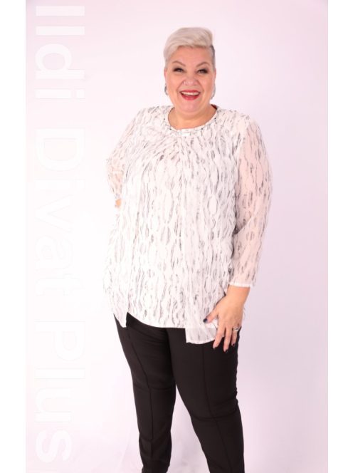 Maxi Lady Ekrü-Szürke Mintás Tunika