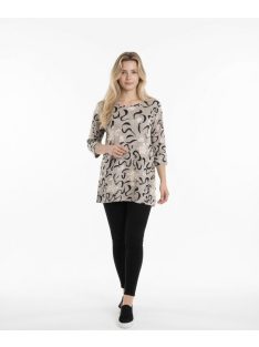 Ilona Beige-Fekete Mintás Tunika