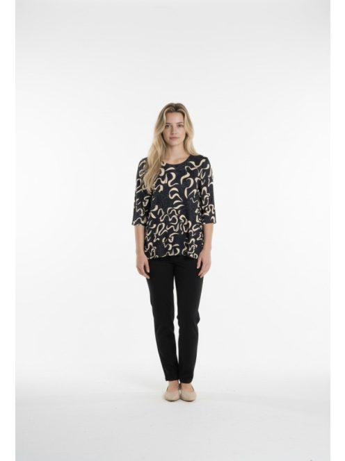 Ilona Fekete-Beige Mintás Tunika