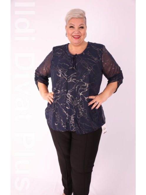 Attene Kék-Ezüst Mintás Muszlin Tunika