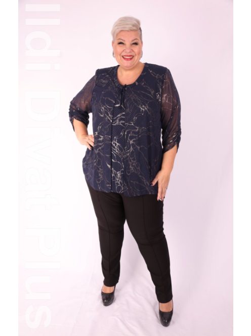 Attene Kék-Ezüst Mintás Muszlin Tunika