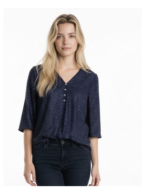 Maxi Lady Fekete-Kék Csillogós Tunika