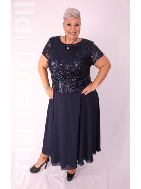 Elli Kék-Flitteres Alkalmi Maxi Ruha