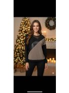 Manda Fekete-Beige Csillogós Felső