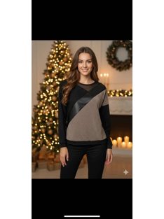 Manda Fekete-Beige Csillogós Felső