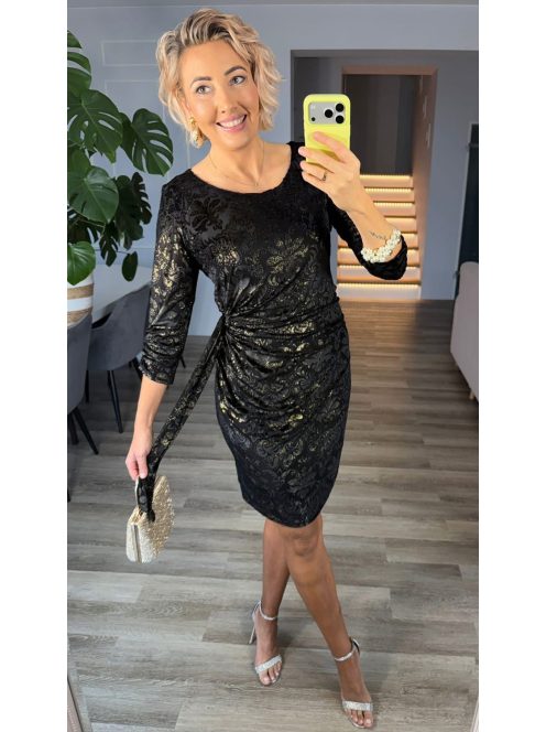 Trynite Fekete-Arany Mintás Ruha