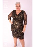 Trynite Fekete-Arany Mintás Hálós Ruha