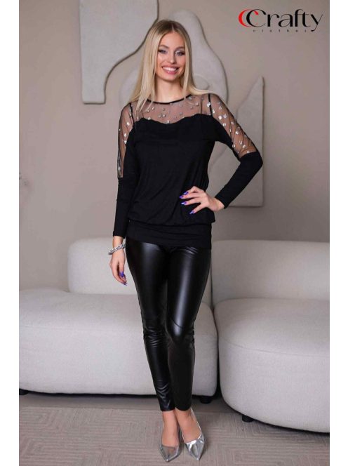 Crafty Fekete-Ezüst Csillogós Felső