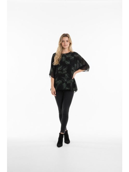 Eko Fekete-Zöld Leveles Tunika