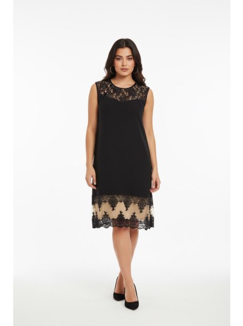 Verda Fekete-Beige Csipkés Ruha