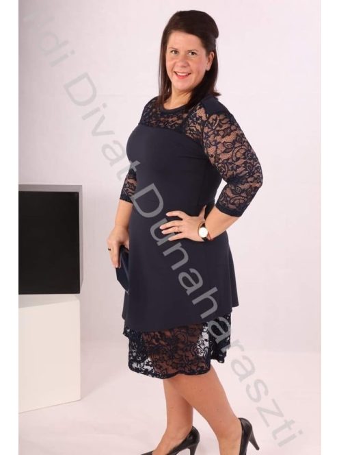 Phardo A-vonalú kék csipke ruha