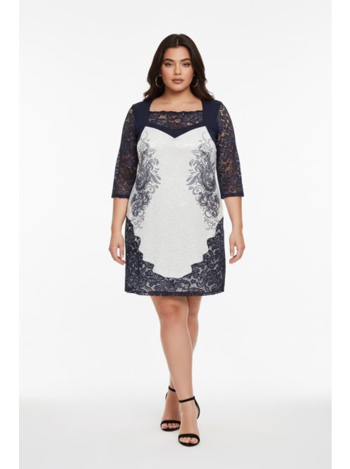 Botega Elena Kék-Fehér Csipkés Ruha