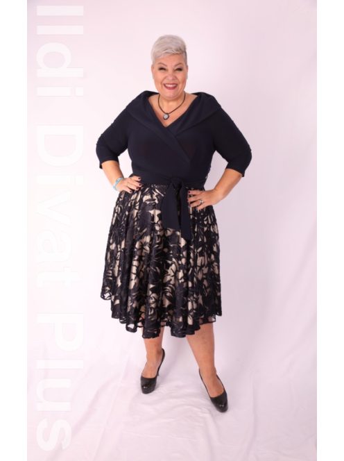 Bella Mode Bordó Fekete Tilla Ruha