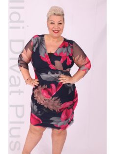 Trynite Kék-Pink Hálós Virágos Ruha