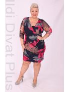 Trynite Kék-Pink Hálós Virágos Ruha