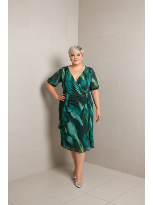 Trynite Zöld-Mintás Hálós Ruha