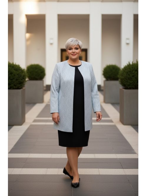 Dorota Kék-Ezüst Mintás Hosszított Blézer