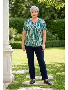 Ilona Zöld-Kék Mintás Zippes Felső