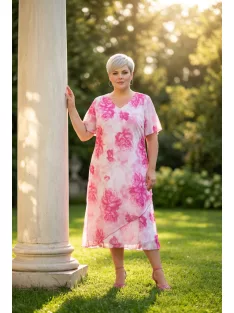Exclusíve Ekrü-Pink Virágos Muszlin Ruha