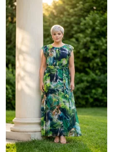 Elli Zöld-Mintás Nelly Muszlin Maxi Ruha