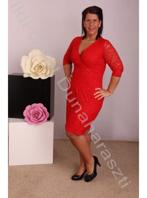 Zita Piros Csipkés Ruha-3XL