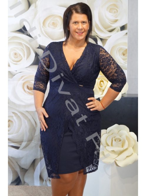 Zita Átlapolt Csipkés ruha - 2XL