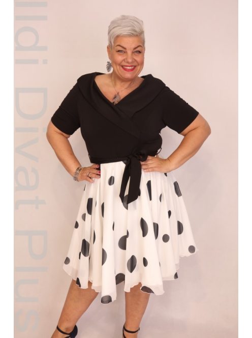 Elli Fekete-Fehér Pöttyös Ruha