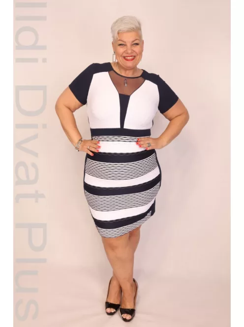 Andrea Kék-Fehér Necc betétes Ruha