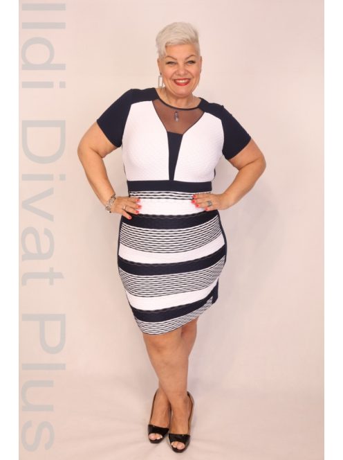 Andrea Kék-Fehér Necc betétes Ruha