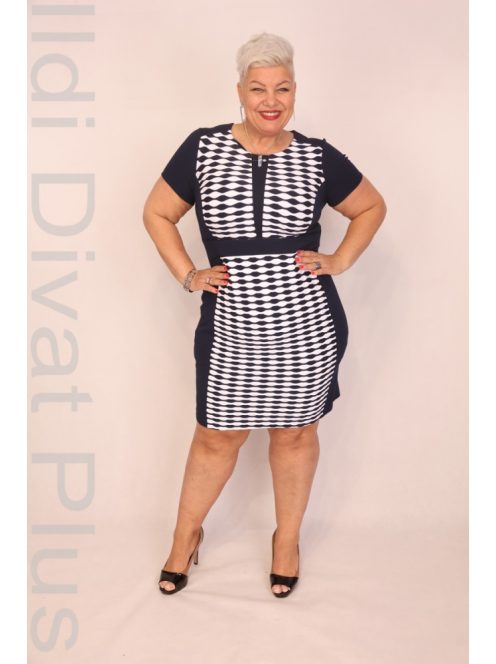 Andrea Kék-Fehér Geomintás Ruha