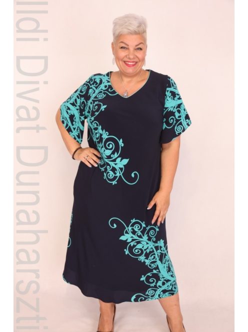 Gabriella Kék-Zöld Mintás Maxi Ruha