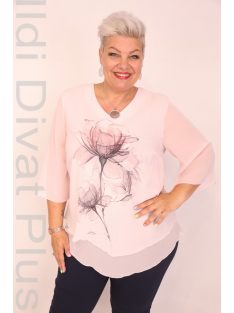 Margaurite Púder Virágos Köves Muszlin Tunika