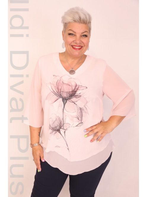 Margaurite Púder Virágos Köves Muszlin Tunika