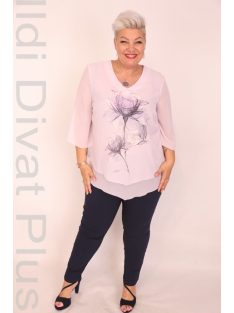 Margaurite Lila Virágos Köves Muszlin Tunika