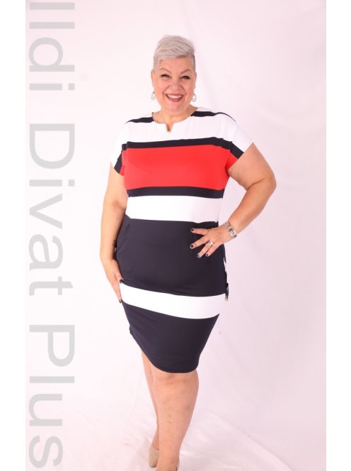 Soley Piros-Kék-Fehér Csíkos Ruha-42