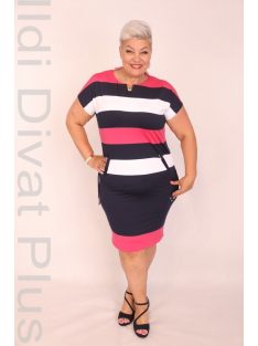 Soley Pink-Kék-Fehér Csíkos Ruha