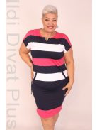 Soley Pink-Kék-Fehér Csíkos Ruha